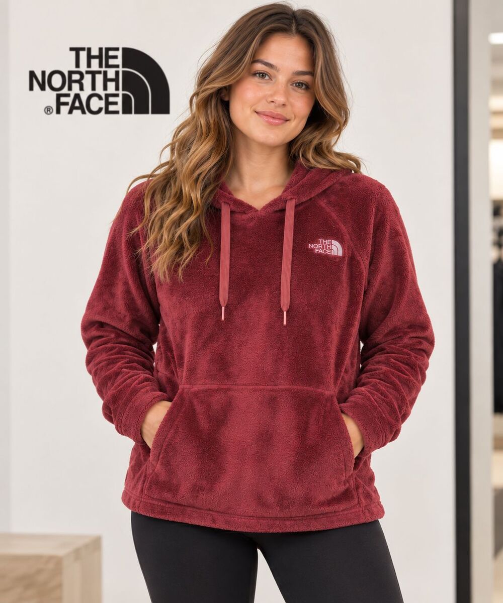The North Face Medium Osito Fleece Hoodie Womens Burgundy Pullover Raglan Soft